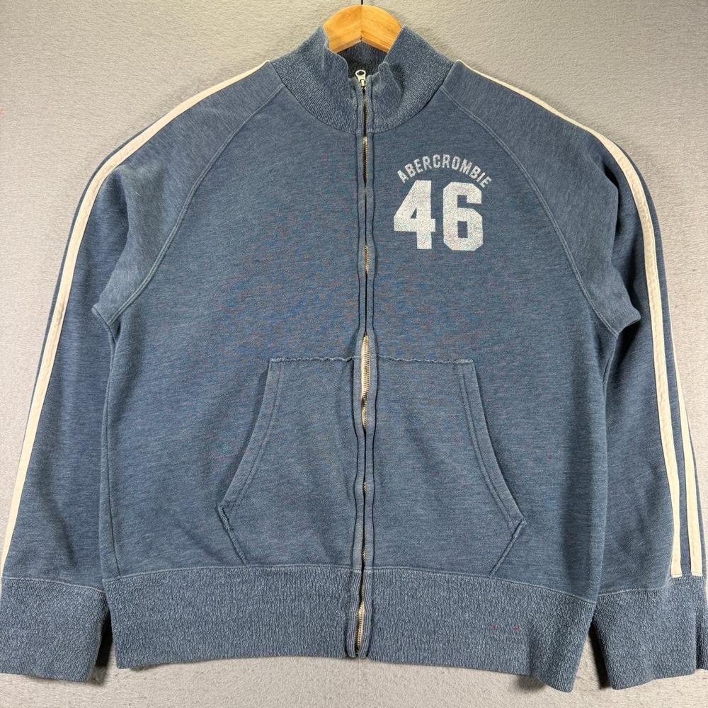 Vintage Abercrombie & Fitch Blue Full Zip Track Jacket Pullover XL Stripes 90's